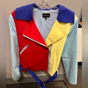 Hayley Elsaesser Picnic Colour Block Moto Jacket - Medium